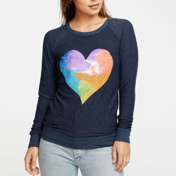 Chaser Rainbow Watercolor Heart Cozy Knit Pullover Sweatshirt New With T… - Picture 2 of 15